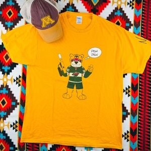 Minnesota Wild Gold T-Shirt – Hockey Mascot Graphic – Port & Company – LARGE